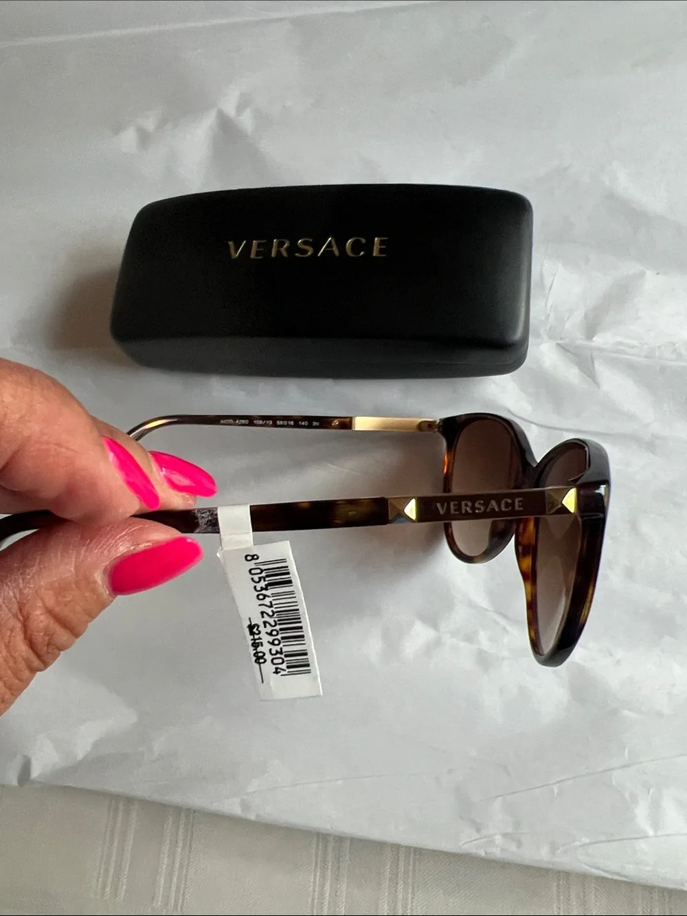 Versace Women's Tortoiseshell Frame Sunglasses with Brown Lenses NWT